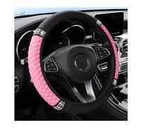 Coprivolante in pelle glitterata, coprivolante auto, con brillantini, universale, antiscivolo, elastico, accessorio per auto, 37-38 cm (rosa)