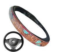 Coprivolante in Pelle | Interni Auto Stile Cowboy Vintage,Copertura Decorativa Traspirante per Auto Taxi SUV Furgoni Viaggi Lunghi Estate Inverno