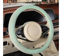 Coprivolante in pelle microfibra di alta qualità, verde, antiscivolo e traspirante, comfort per tutte le stagioni (caldo in inverno, fresco in estate), misura universale per volanti da 15 pollici