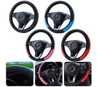 Coprivolante in pelle nera antiscivolo estetico e funzionale progettato per auto con un diametro di 37 38 cm (nero)