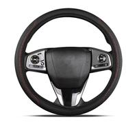 Coprivolante in Pelle Nera con Cuciture Rosse, Universale e Antiscivolo, per Auto, SUV e Veicoli Commerciali (37-39 cm)