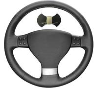 Coprivolante in pelle nera in parte traforata, cucitura a mano, per VW Golf 5, Mk5, Passat B6, Jetta 5, Tiguan 2007-2011 (linea grigia)