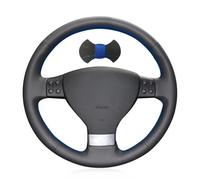 Coprivolante in pelle nera in parte traforata, cucitura a mano, per VW Golf 5, Mk5, Passat B6, Jetta 5, Tiguan 2007-2011 (linea blu)