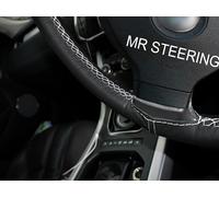 Coprivolante In Pelle Nera Per Fiat Bravo I 95-2001 Con Cucitura Doppia Bianca