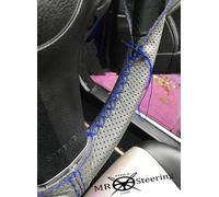 Coprivolante In Pelle Perforata Grigia Per VW GOLF MK4 Blu Doppio ST 97+