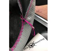 Coprivolante In Pelle Perforata Grigia Rosa Doppio STT Per VW GOLF MK2 83+