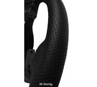 Coprivolante In Pelle Perforata Nera Per Ford Fiesta 95-02 Con Cuciture Verdi