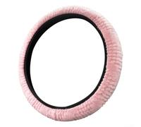 Coprivolante in peluche per auto, 38 cm, con impugnatura antiscivolo ed elastico, adatto per la maggior parte delle ruote standard (rosa)