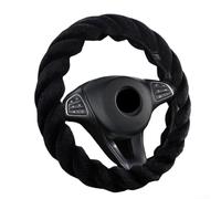 Coprivolante in peluche per ruote di dimensioni standard da 37 a 38 cm di diametro, con texture morbida e presa funzionale, per una guida regolare (nero)