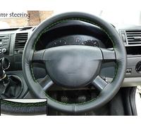 Coprivolante In Vera Pelle Nera Con Cuciture Verdi Per Ford Transit MK5 95-00