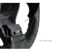 Coprivolante In Vera Pelle Nera Per Ford Fusion Con Cuciture Verdi