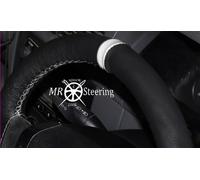 Coprivolante In Vera Pelle Nera Per Mazda MX5 MK2 1998-05 + Cintura Bianca