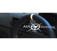 Coprivolante In Vera Pelle Nera Per Peugeot 206 1998-2011 + Cinghia Crema