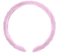 Coprivolante invernale 9D per auto, accessorio invernale per auto, caldo, in pelle scamosciata, antiscivolo, di sicurezza, rotondo, design ultrasottile (rotondo, rosa)