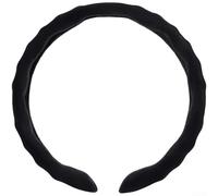 Coprivolante invernale 9D per auto, accessorio invernale per auto, caldo, in pelle scamosciata, antiscivolo, di sicurezza, rotondo, design ultrasottile (rotondo, nero)