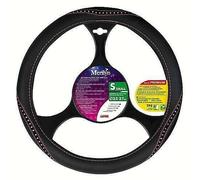 Coprivolante auto universale 35-37cm in similpelle con cristalli rosa