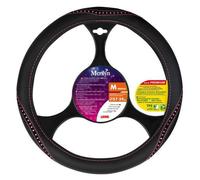 Coprivolante Auto Universale in Skeentex con cristalli M 37/39cm Nero-Rosa