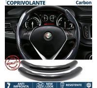 COPRIVOLANTE per ALFA ROMEO Effetto FIBRA CARBONIO SOTTILE Sportivo Nero Antisci