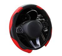 Coprivolante per auto 1 pezzo di accessorio per coprivolante per auto in pelle PU traspirante e antiscivolo adatto per sedili da 37-38 cm(Rosso)