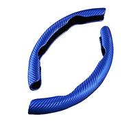 Coprivolante per auto a 2 metà 38cm Volante in silicone da 15 pollici in fibra di carbonio Accessori antiscivolo per auto universali Coprivolante Custodia(Blu)