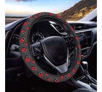 Coprivolante per auto con coccinelle e gocce di pioggia, antiscivolo, elastico e traspirante, accessorio universale per auto, 38 cm, per auto, SUV, berlina, furgoni, camion