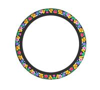 Coprivolante per auto con fiori colorati, coprivolante elastico, universale, 38,1 cm, assorbimento degli urti, antiscivolo, si adatta alla maggior parte delle auto