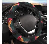 Coprivolante per auto con gallina e fiori Coprivolante elasticizzato elasticizzato da 15 pollici Protezione morbida universale per volante Traspirante Antiscivolo Accessori per auto SUV Furgoni Camion