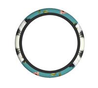 Coprivolante per auto con panda con fiori sulla testa, accessorio per uomo e donna, coprivolante universale da 38 cm, adatto alla maggior parte delle auto