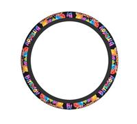 Coprivolante per auto con scritta "Happy Birthday", in gomma elastica antiscivolo in cloroprene, accessori per auto sportive, universale da 15 pollici, adatto alla maggior parte delle auto.