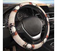 Coprivolante per auto con teschio e fiori antichi Coprivolante elasticizzato elasticizzato 15 pollici Protezione morbida universale per volante Traspirante Antiscivolo Accessori per auto SUV Furgoni C