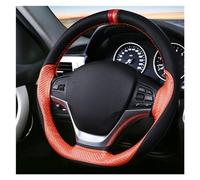 Coprivolante per Auto Copertura Coprivolante cucito a mano in pelle per auto universale 38 cm quattro stagioni(Black Orange)