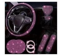 Coprivolante Per Auto Coprivolante Con Finitura A Diamante Set Per Interni Auto Spallaccio Per Cintura Anello Di Avviamento E Protezione Del Cambio Accessori(Rose red 8pcs Set)