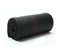 Coprivolante per auto Coprivolante in vera pelle di vacchetta, 38 cm, intrecciato, nero, doppia linea, cucito a mano con filo d'ago.(Red Thread)