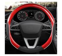 Coprivolante Per Auto Coprivolante Per Auto In Fibra Carbonio E Pelle Antiscivolo 38 Cm Per Seat Per Tarraco Per Arona Per Ateca Per Ibiza Volante Protettore(RED O)