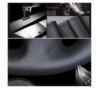 Coprivolante per auto Coprivolante per auto in vera pelle nera morbida per Jaguar E-Pace 2017-2019, F-Pace 2016-2017, XE 2015-2017, XF 2016(Light Blue Thread)