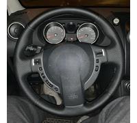 Coprivolante per auto cucito a mano, antiscivolo e traspirante, in fibra di pelle ultra fine avvolto con cuciture, per Nissan Qashqai X-Trail Nissan NV200 (filettatura bianca)