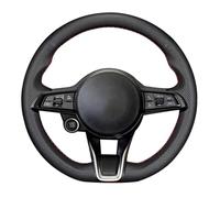 Coprivolante per auto cucito a mano, antiscivolo e traspirante in fibra ultra fine avvolto con cuciture, per Alfa Romeo Giulia Stelvio 2020-2022 (filo arancione)