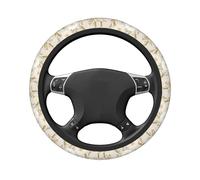 Coprivolante per auto elasticizzato con texture in lino neutro e sottile, universale, 38 cm, antiscivolo, traspirante, per SUV e camion