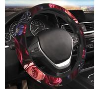 Coprivolante per auto Happy Valentine's Day Flowers Car Elastic Stretch Coprivolante Universale 38 cm Antiscivolo Protezione per Volante Auto SUV Van Berlina Camion