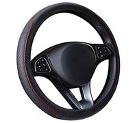 Coprivolante per auto, in ecopelle, antiscivolo, colore: nero + rosso