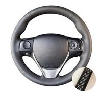 Coprivolante per auto in pelle cucita a mano, antiscivolo e traspirante, in fibra ultra fine rivestita con cuciture, per Toyota E'Z RAV4 Auris Corolla iM 2017 Scion iM 2016 (filo grigio)