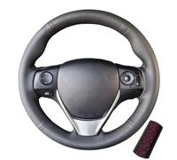 Coprivolante per auto in pelle cucita a mano, antiscivolo e traspirante, in fibra ultra fine rivestita con cuciture, per Toyota E'Z RAV4 Auris Corolla iM 2017 Scion iM 2016 (filo rosso)