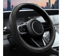Coprivolante per auto, in pelle e microfibra, con rivestimento antiscivolo, universale, 37,5-38,1 cm (nero)