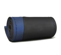 Coprivolante per auto in pelle microfibra, fai da te, da cucire, per volante da 38 cm, migliora il comfort di guida, facile da installare (blu scuro)