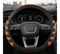 Coprivolante Per Auto In Pelle Microfibra Nero Tipo D Interni 38 Cm Per Audi A1 A3 A4 A5 A6 A7 A8 Q2 Q3 Q5 Q7(ORAGE D SHAPE)
