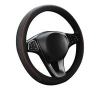 Coprivolante per auto, in pelle traspirante, design antiscivolo, adatto per volanti di dimensioni standard da 14,56 a 15 pollici, adatto per la maggior parte dei veicoli, linea grigia (linea arancione