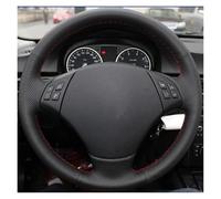 Coprivolante per Auto in Similpelle Nera, Cucito a Mano, per BMW 320d 325i 335i X1 E84 E90 E91, Accessori Touring, Filo Rosso (Filo Blu).