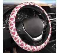 Coprivolante per auto, motivo a cuore rosso e bianco, antiscivolo, universale, 38 cm, decorazione per interni auto, per donne e uomini