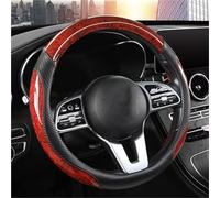 Coprivolante per Auto Peach Wood Grain Car Steering Wheel Cover Non-slip Four Seasons Handle Cover Fits 14.5-15" Steering Wheels(Red)