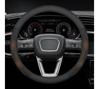 Coprivolante per Auto per Ford Ranger T6 Raptor Wildtrak 2015-2020 2021 2022 2023, Coprivolante Auto in Silicone 37-38cm/15" Protezione Custodia Volante Cover in Pelle Microfibra 2 pezzi(Orange,Roundt